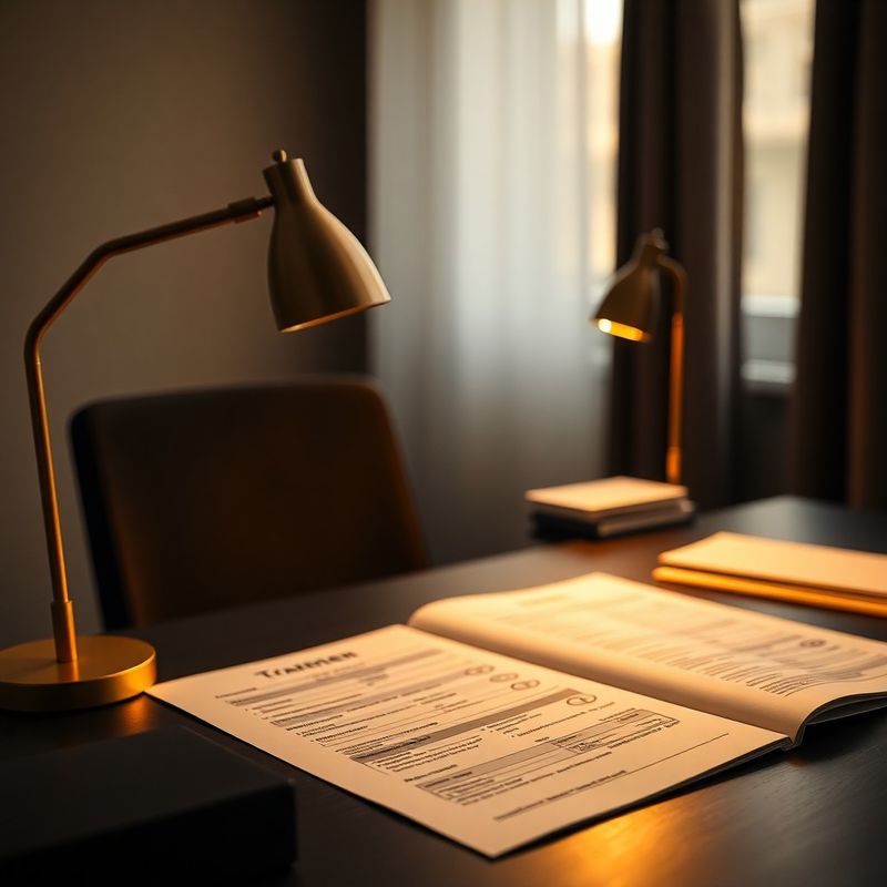 Birou de consultanță fiscală cu documente deschise și lumină caldă